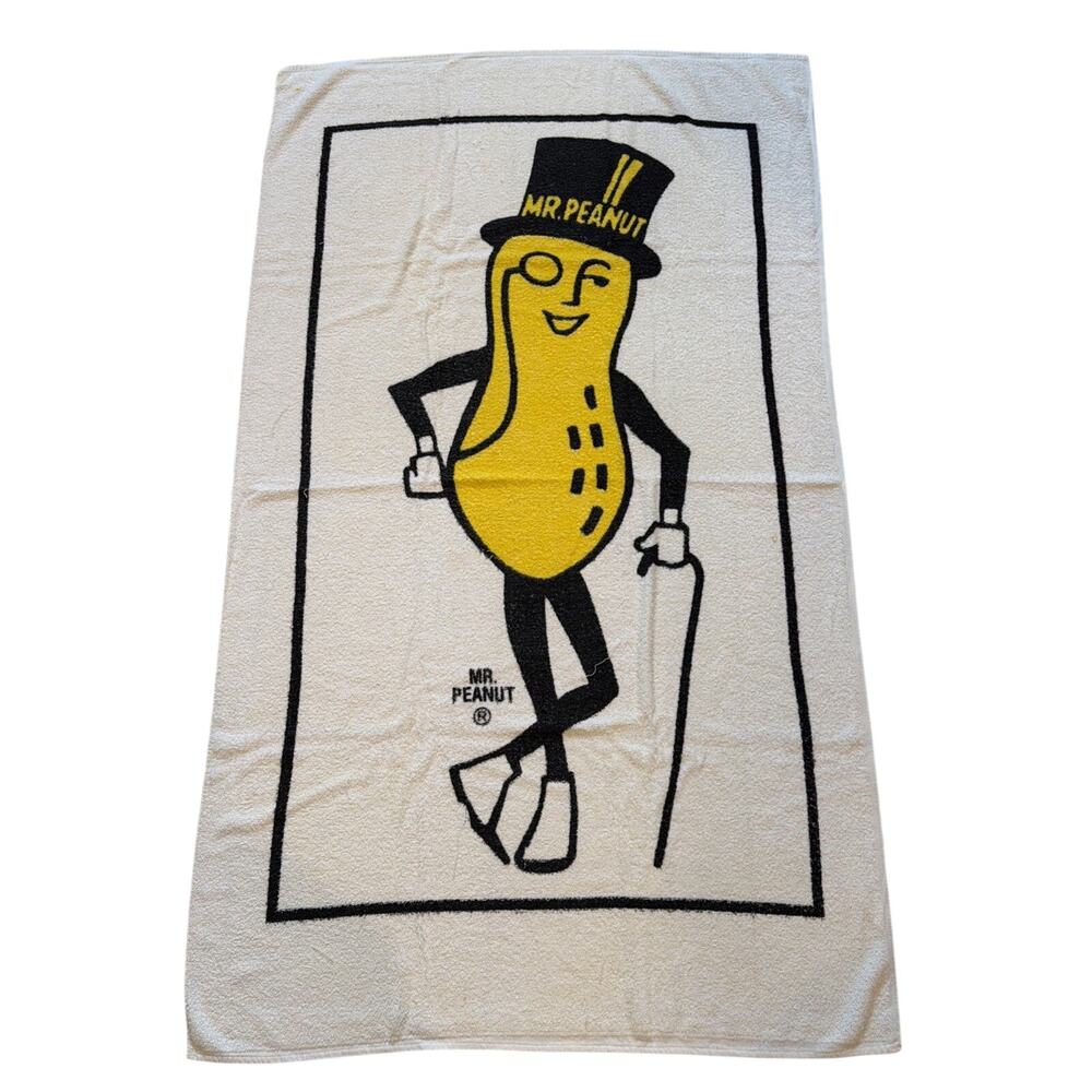 Vintage Planters Mr. Peanut Beach Towel by Cannon Collectible 60x36